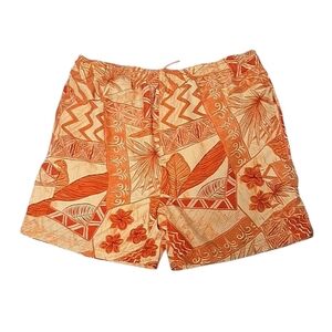 Sand N Sun Men's Orange Abstract Print Swim Trunks Size L (36/38)